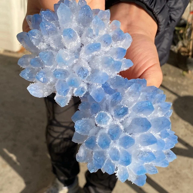 1.9LB New Find sky blue Phantom Quartz Crystal Cluster Mineral Specimen Healing