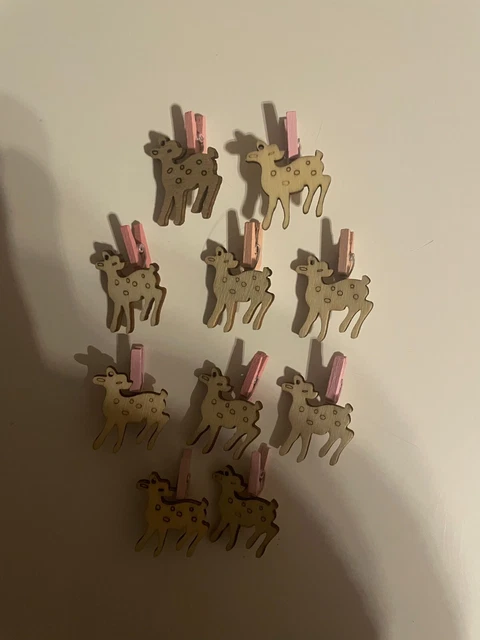 10  Dekoklammern Klammern für  Geschenke Weihnachten usw.  rehe