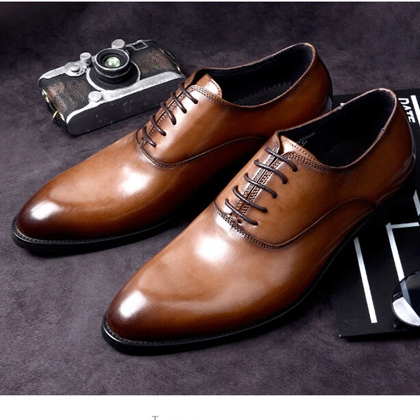 BRITISH BUSINESS LACE Up Pointy Toe Formal Dress Oxfords Mens Real
