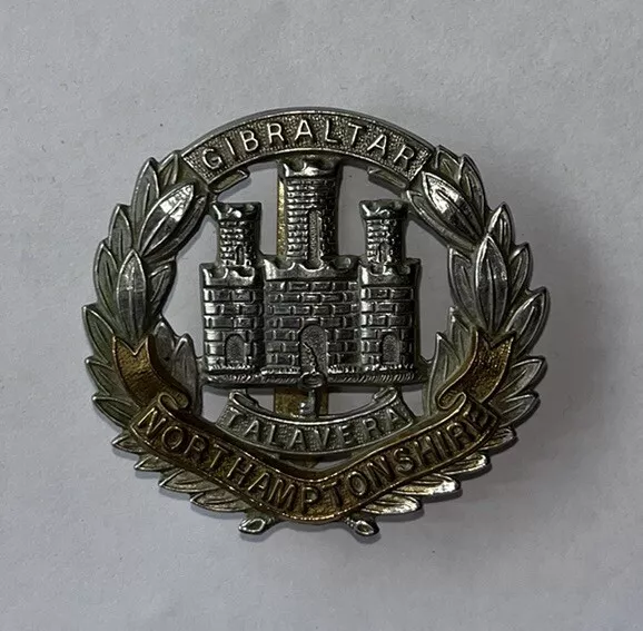 Northamptonshire Regiment Cap Badge WW1 Era - Gibraltar Talavera