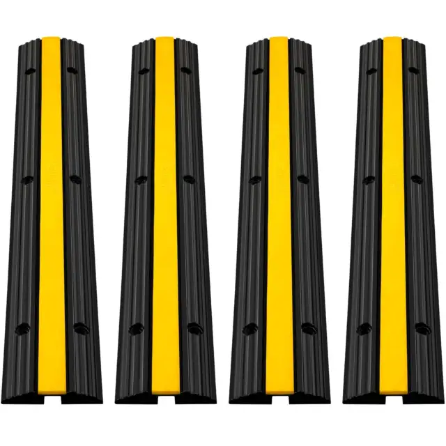 4 Pack of 1-ChannelWire Driveway Hose Cable Ramp Protective, Black and Yellow