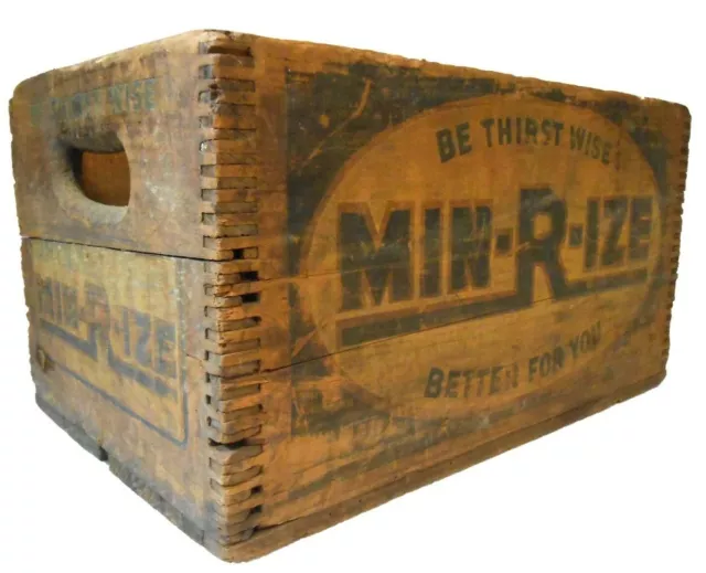 Scarce Min-R-Ize Early-Mid 20Th C American Vint Advertising Wood Box Soda Crate