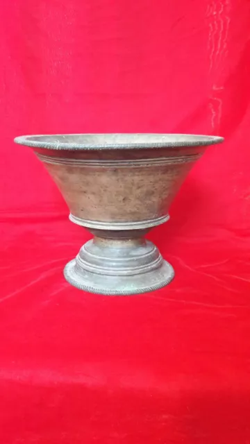 Antique Primitive Brass / Bronze Italian Vase Shaped Pooja Bowl Home Temple  B53
