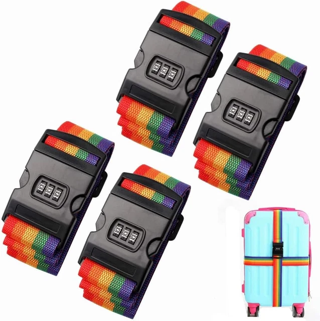 4Pieces Luggage Straps,Packing Belt Suitcase Straps on Your Flight Trip with ...