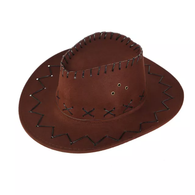 Cowboy Hat Suede Look Wild West Fancy Dress Men Lady Cowgirl Unisex Cap ^FZ Fn