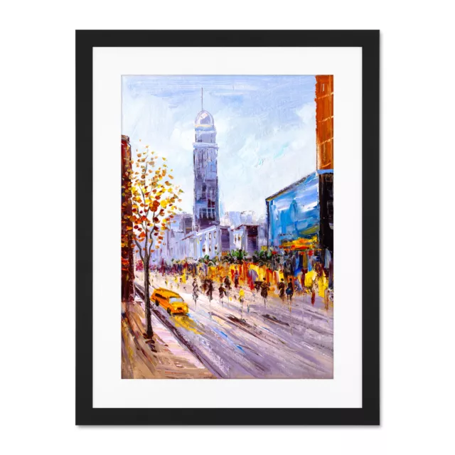 York Cityscape Painting Framed Wall Art Print 18X24 In