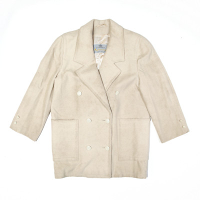 VINTAGE AQUASCUTUM 90s Crema regolare Lavorato a Maglia caban da donna M 