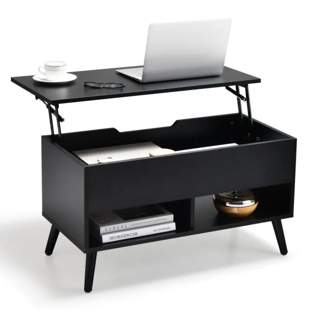 Giantex Lift Up Top Table CoffeeTable Hidden Book Storage Shelf Compartment