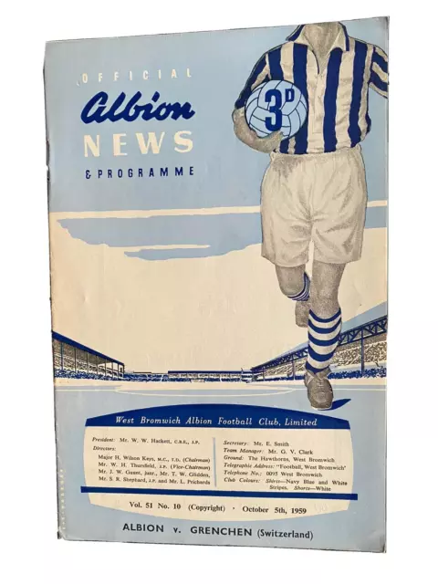 05.10.1959 West Bromwich Albion - Grenchen F.C. (Schweiz)