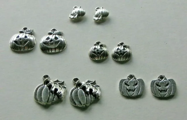 Halloween Pumpkin JOL Mini Ornaments Earrings Pendent Charm, Metal 1/2" - 3/4"