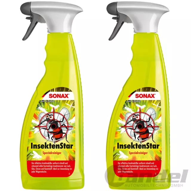 2x 750ml SONAX INSEKTENSTAR INSEKTENENTFERNER REINIGER AUTO LACK KUNSTSTOFF GLAS