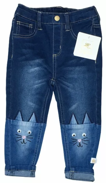 Rosie Pope Baby New Size 18M Stretch Pull On Girl's Cat Cuffed Denim Color Pants