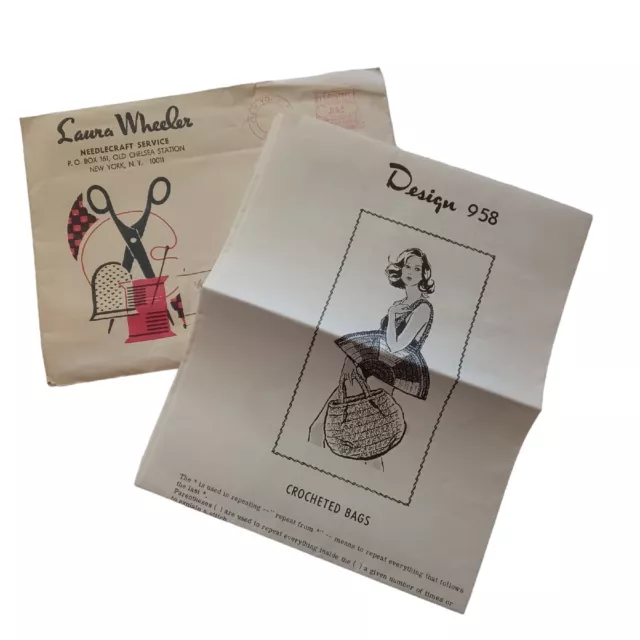 1960s Laura Wheeler CROCHETED BAGS Design 958 Mail Order Sewing Pattern