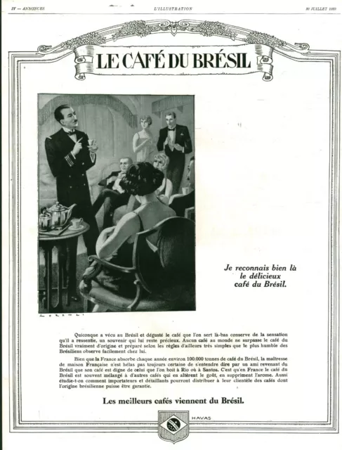 Publicité ancienne le café du Brésil 1929 issue de magazine