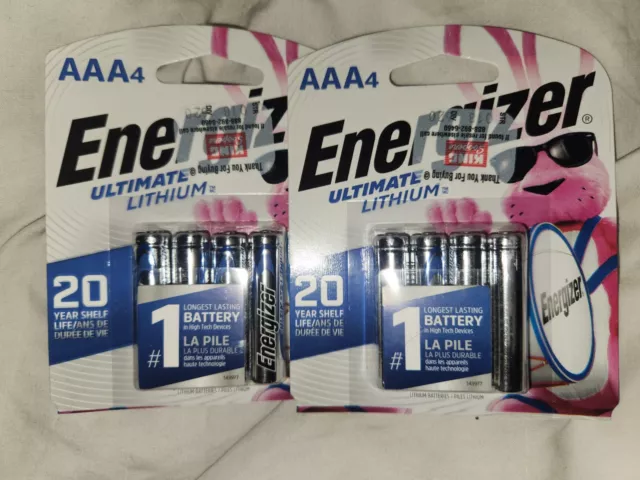 Energizer Ultimate Lithium AAA Batteries (4 Pack X 2), Triple A Batteries