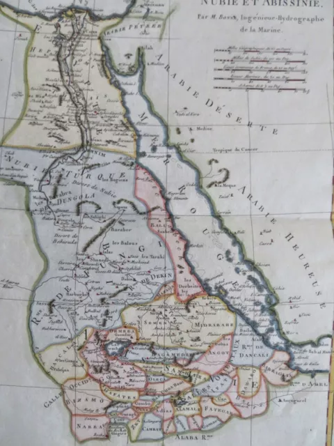 Egypt Abyssinia Sudan Red Sea Nile River East Africa 1788 Bonne engraved map