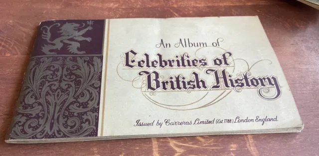 Carreras CELEBRITIES OF BRITISH HISTORY Album 1935 - FULL SET Cigarette Cards
