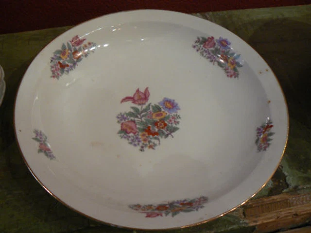 Grand Plat Creux Ancien - Céramique Blanche Glacée - Diamètre 27 Cm - Fabrication Française