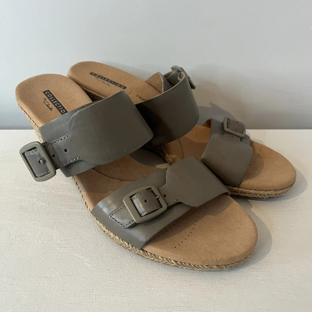 WOMEN CLARKS LAFLEY Aletha wedge Heeled Leather Sandals Size 6.5 D 35.00 PicClick UK