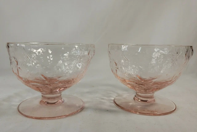 Studio Art Glass Dessert Cups Hand Poured Recycled Glassware Dining Barware Pink