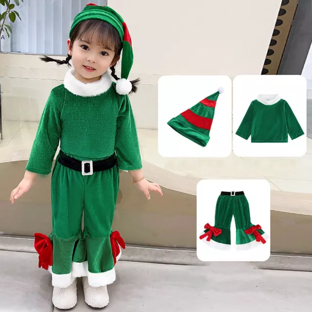 Toddler Kids Girl Christmas Clothes Long Sleeve Cute Shirt Pants Bell New