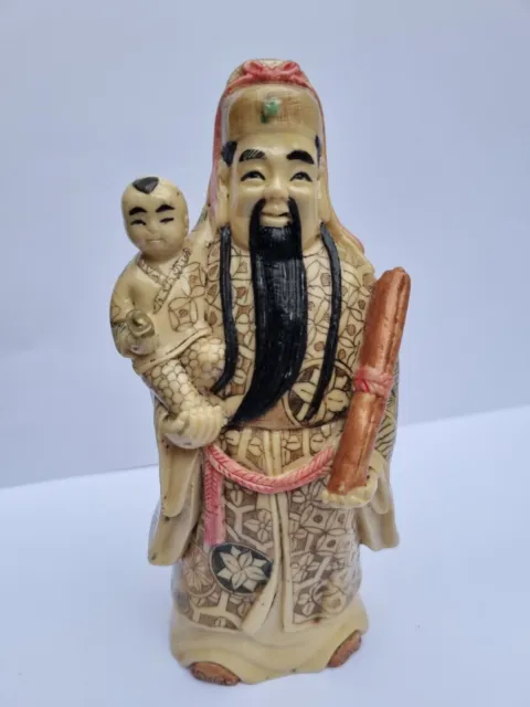 Vintage Japanese God Figurine Resin 1950s God Star Mythology Prosperity