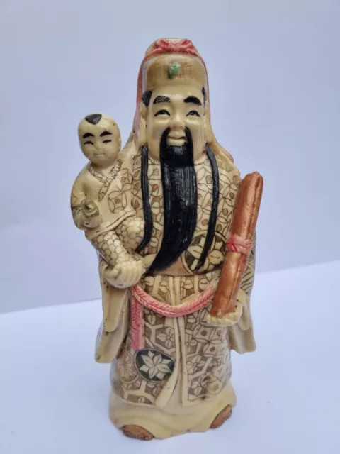 Vintage Japanese God Figurine Resin 1950s God Star Mythology Prosperity