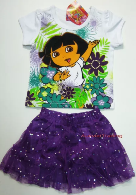 BNWT Dora cotton top t-shirt tshirt skirt 2pc girls oufit set New release