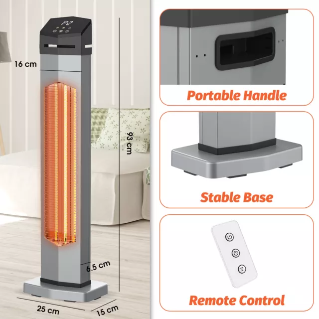 Portable Electric Heater Infrared Patio Radiant 93cm Tower Heater Indoor Outdoor