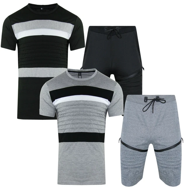Combinaison De Sport Homme En Polyester - T-shirt + Short à Fermeture éclair Complète, Set De Running Léger Et Respirant