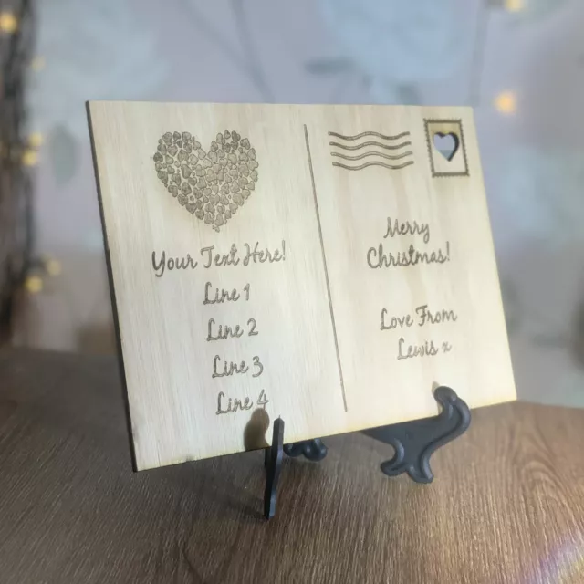 Personalised Stunning, Wooden Post Card. Valentines Card, Birthday, Anniversary