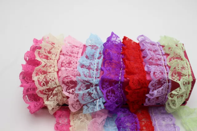 5 Meters Ruffle Unilateral Lace Trim Ribbon 23mm Sewing Wedding Color for Choice