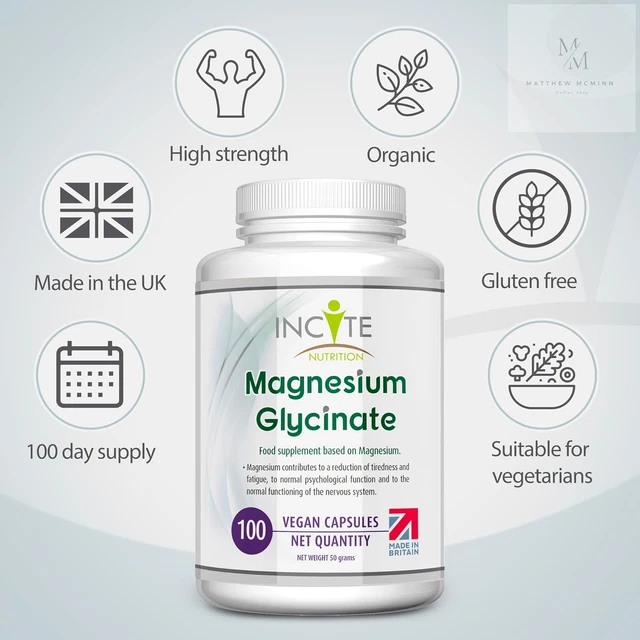 MAGNESIUM GLYCINATE SUPPLEMENTS 500mg Premium Quality Natural High