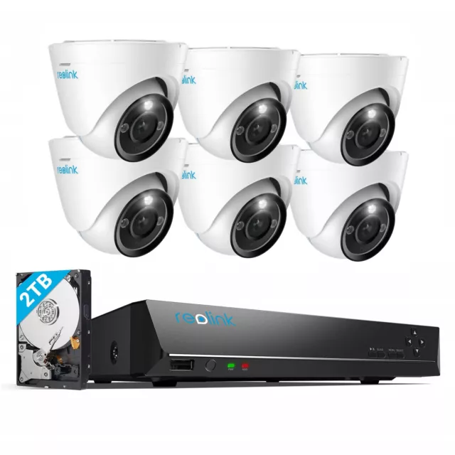 Reolink Home CCTV System 8MP 8CH 2TB HDD NVR + 6x Dome PoE Security Camera 833A