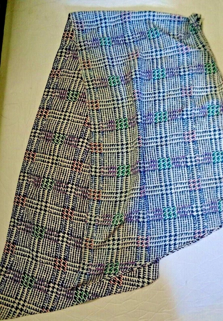 Vintage Women's Scarf * Multi Color * 47 X  12 * Blue , Green , Red & Purple