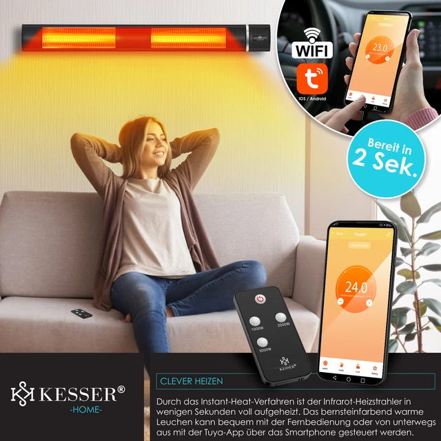 RETOURE Infrarot Heizstrahler 3000W Heizstrahler Quarzstrahler Terrassenheizer 9
