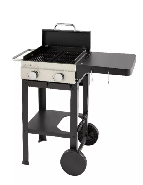 Goodhome Gas Barbecue Grill 2 Burner Cooking BBQ W Side Shelve