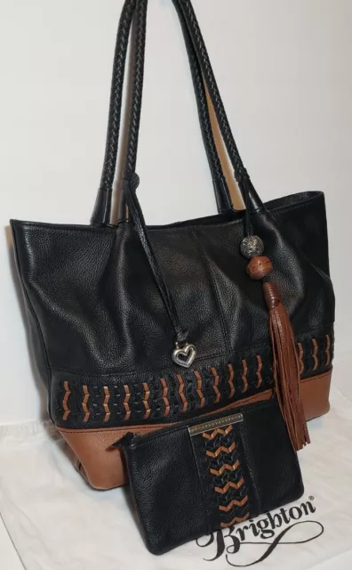 Brighton Rare Artesian Coll Zola Soft Tote Convertible Shoulder Bag W/Pouch Set 2