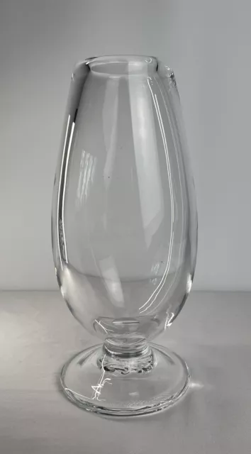 Simon Pearce Blown Art Glass Vase Clear Sundae Pedestal 10-5/8”, Signed RARE