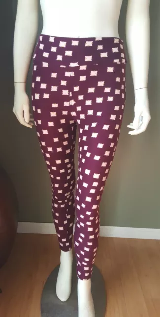 LULAROE One Size Dark Purple Tic Tac Toe Leggings Super Soft EUC One size