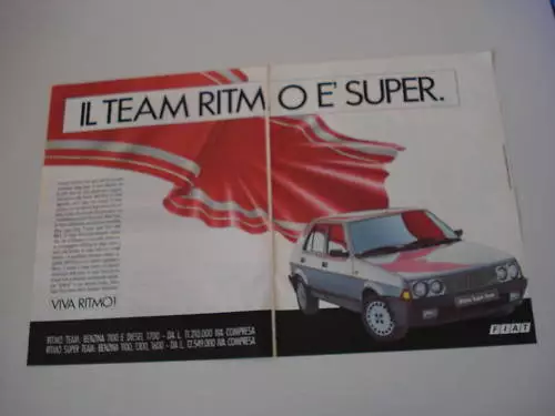 advertising Pubblicità 1986 FIAT RITMO SUPER TEAM