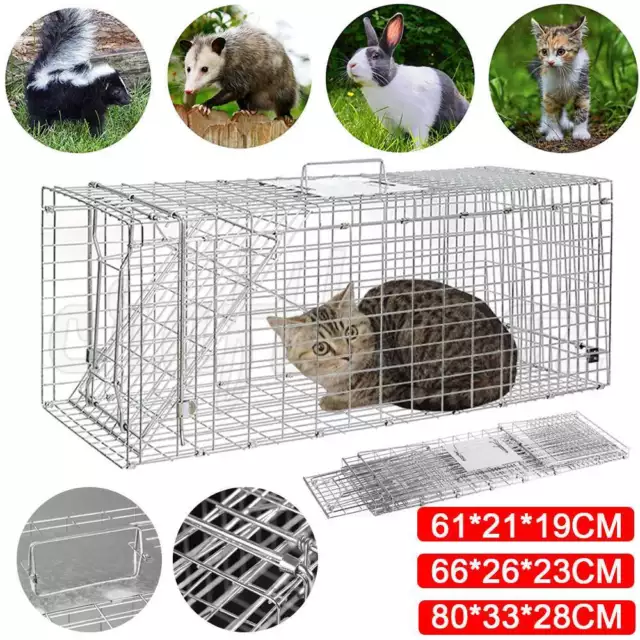 Animal Trap Humane Possum Feral Cage Cat Rabbit Bird Dog Hare Fox Live Catch