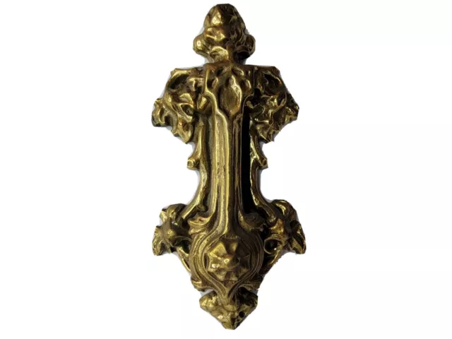 Vintage Heavy Solid Cast Brass Ornate Large Door Knocker 10" Antique