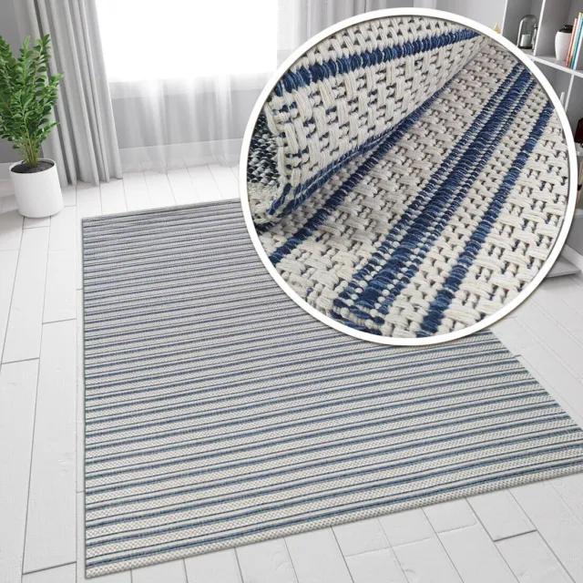 Cotton Rug Navy and Grey Flatweave Mottled Small Extra Large XL Woven Mat  Carpet