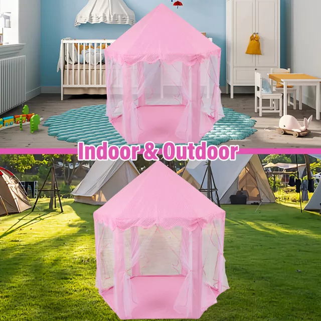 Portable kids Play Tent Girls Princess Castle Playhouse Indoor/Outdoor Pink Toy