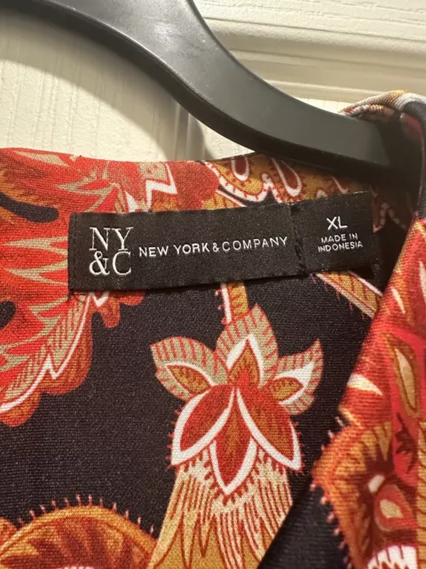 NEW MACY’S NY & Co Dress Sz XL Black Floral Black New York & Company ...