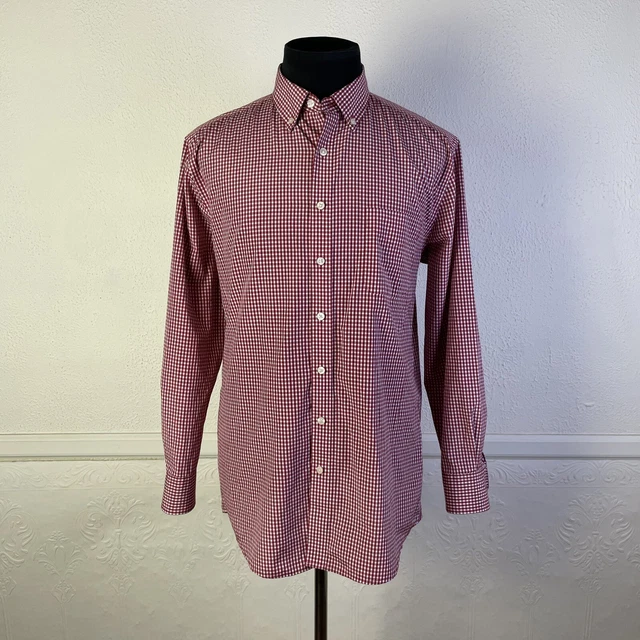Team Style by Oobe Chick Fil A Shirt Mens M Red White Gingham Check Long Sleeve