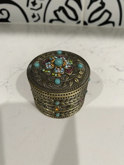 Retired HEIDI DAUS Floral Passion Turquoise Pink Swarovski Crystal Ring size 8