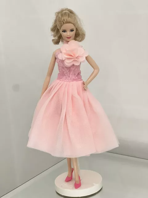 Barbie Doll Cocktail Dress Custom Pretty Pink  Barbie Flower Detail Dress New!!!