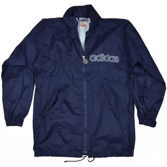 VINTAGE Adidas Regenjacke Rain Jacket Gr 176 XL Marineblau Navy Trefoil 90s Retr